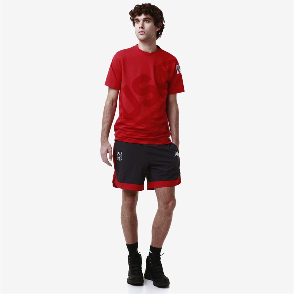 Men Kappa Ayba2 Usa Us T-Shirt Red | FR4358927