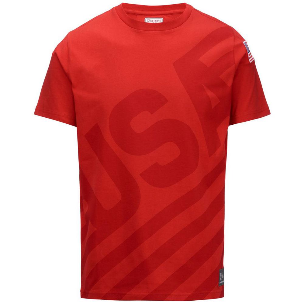 Men Kappa Ayba2 Usa Us T-Shirt Red | FR4358927