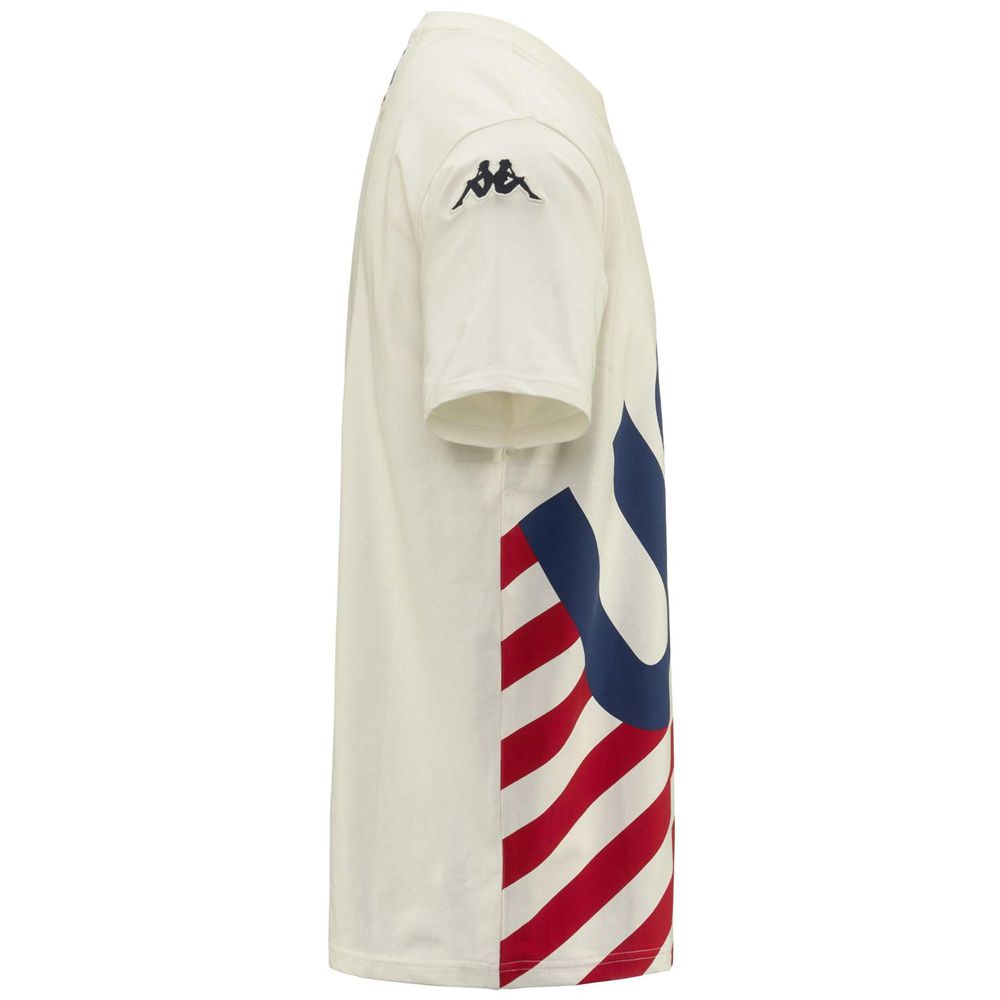 Men Kappa Ayba2 Usa Us T-Shirt White | WA6982415