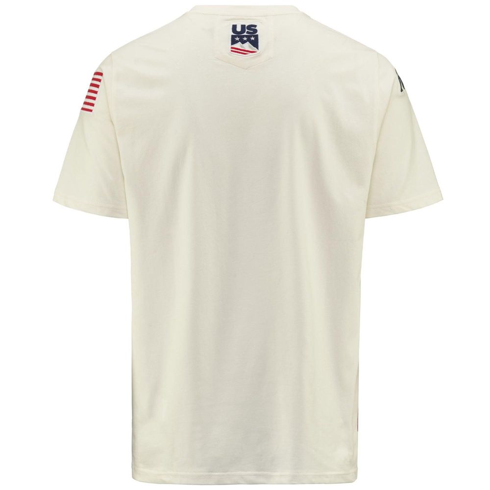 Men Kappa Ayba2 Usa Us T-Shirt White | WA6982415