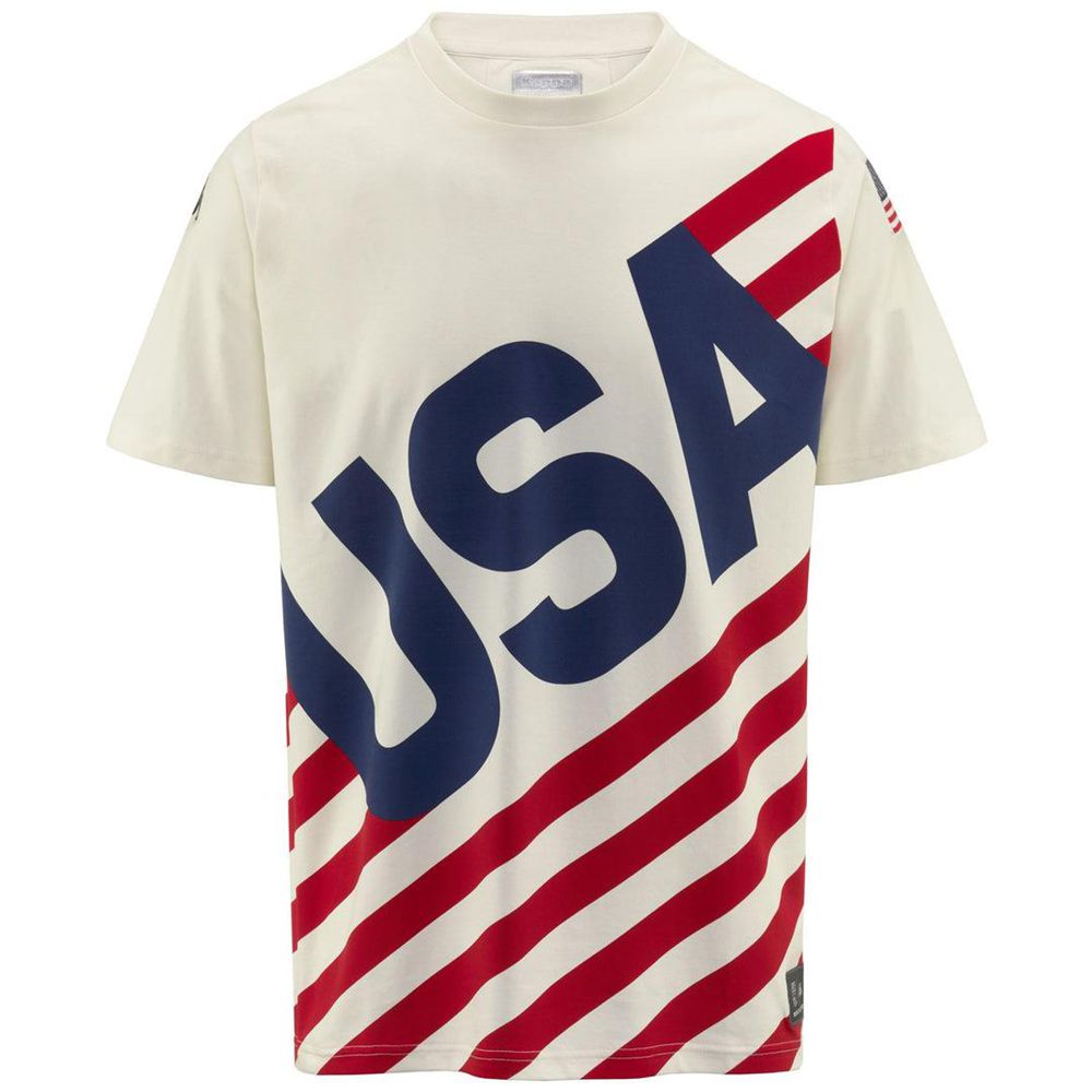 Men Kappa Ayba2 Usa Us T-Shirt White | WA6982415