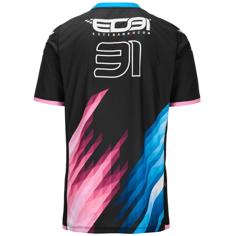 Men Kappa Kombat 2024 Ocon Alpine F1 Jersey Black | CX7213095