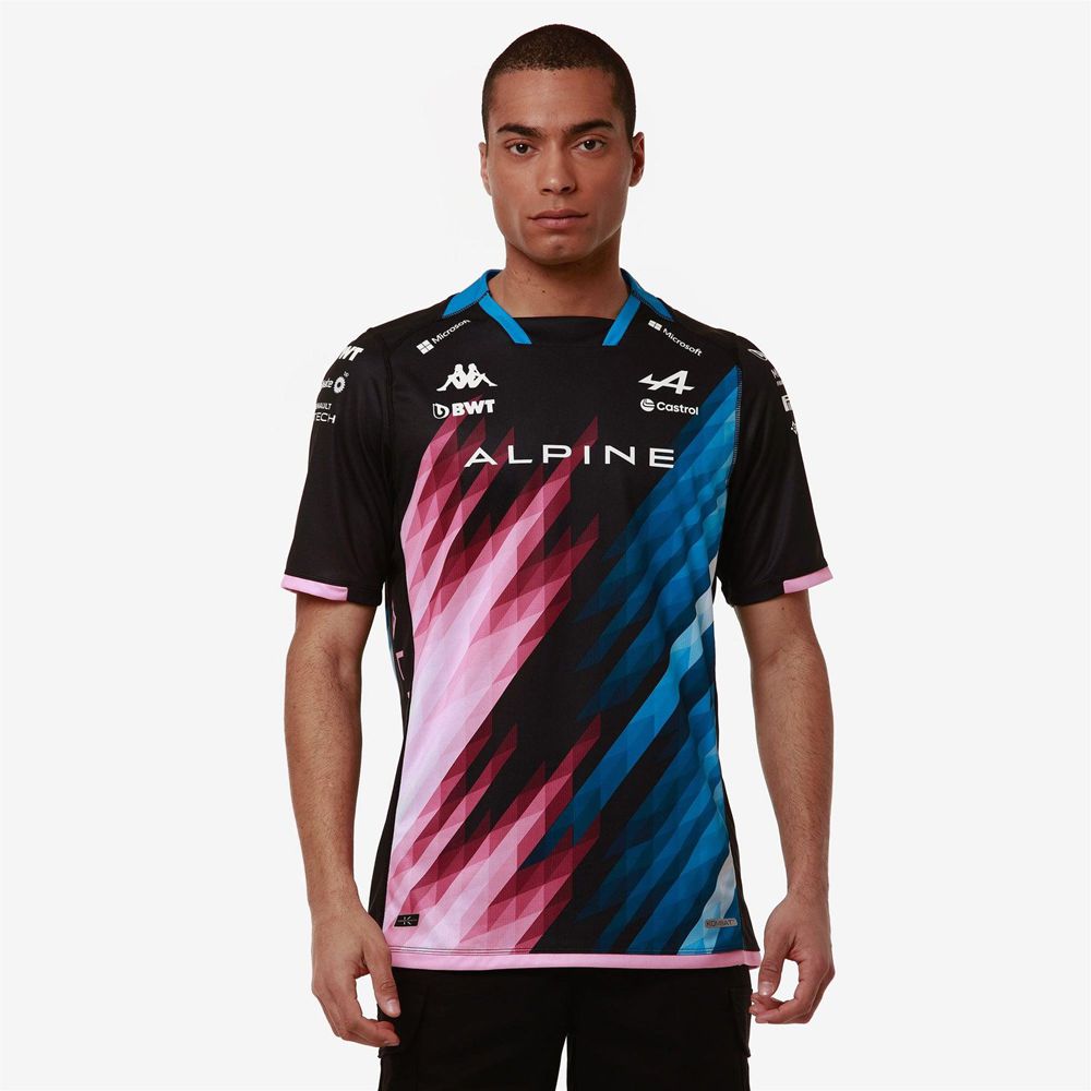 Men Kappa Kombat 2024 Ocon Alpine F1 Jersey Black | CX7213095