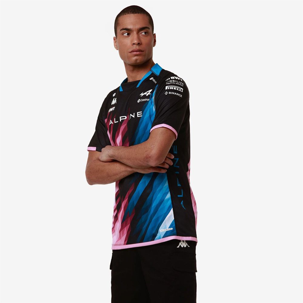 Men Kappa Kombat 2024 Ocon Alpine F1 Jersey Black | CX7213095