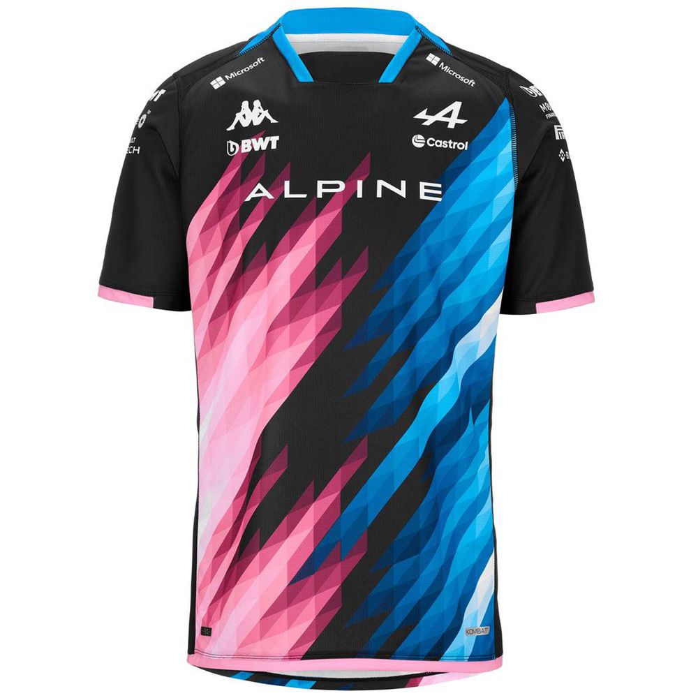 Men Kappa Kombat 2024 Ocon Alpine F1 Jersey Black | CX7213095