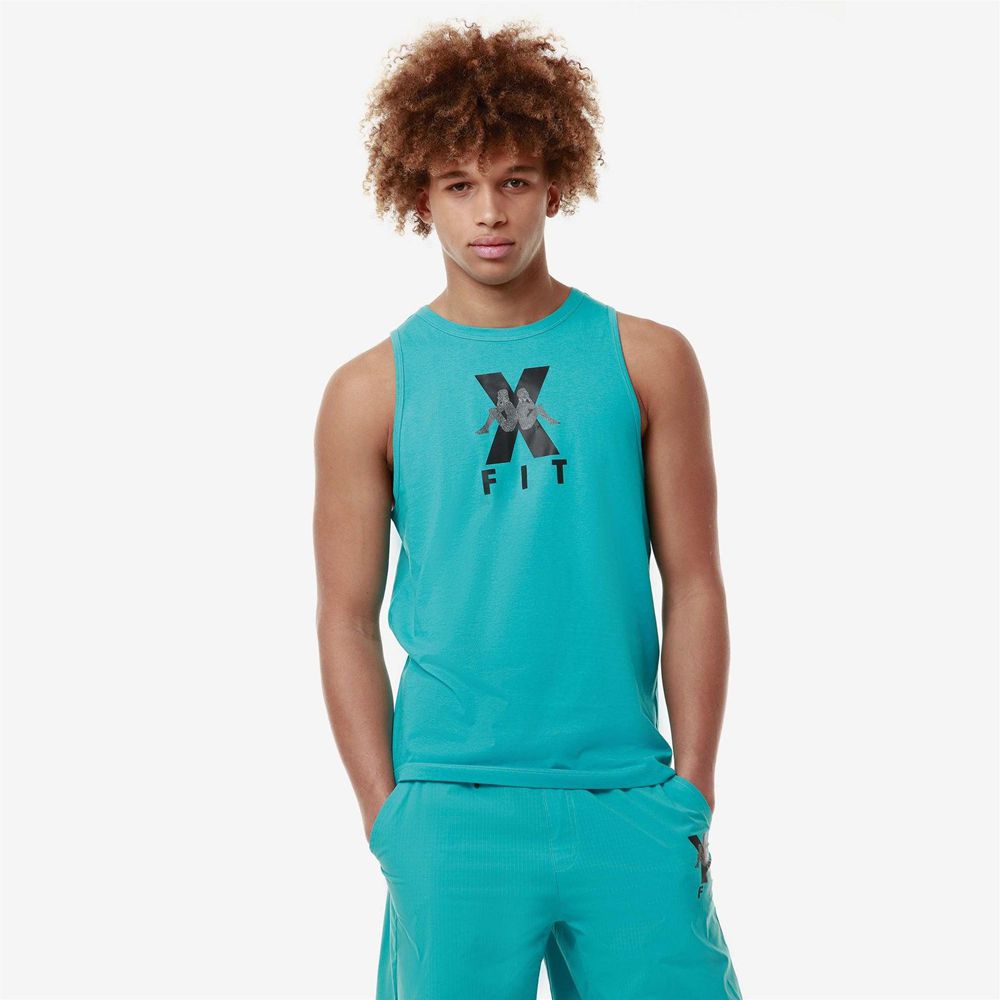 Men Kappa Kombat Wkt Ebolto Tank Top Blue | GL2690153