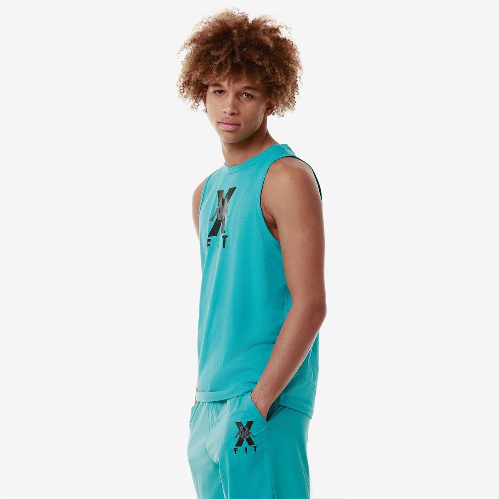 Men Kappa Kombat Wkt Ebolto Tank Top Blue | GL2690153