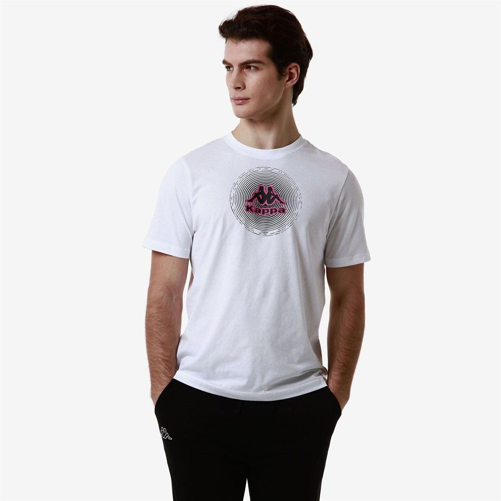 Men Kappa Logo Fardios T-Shirt White | OU9463205