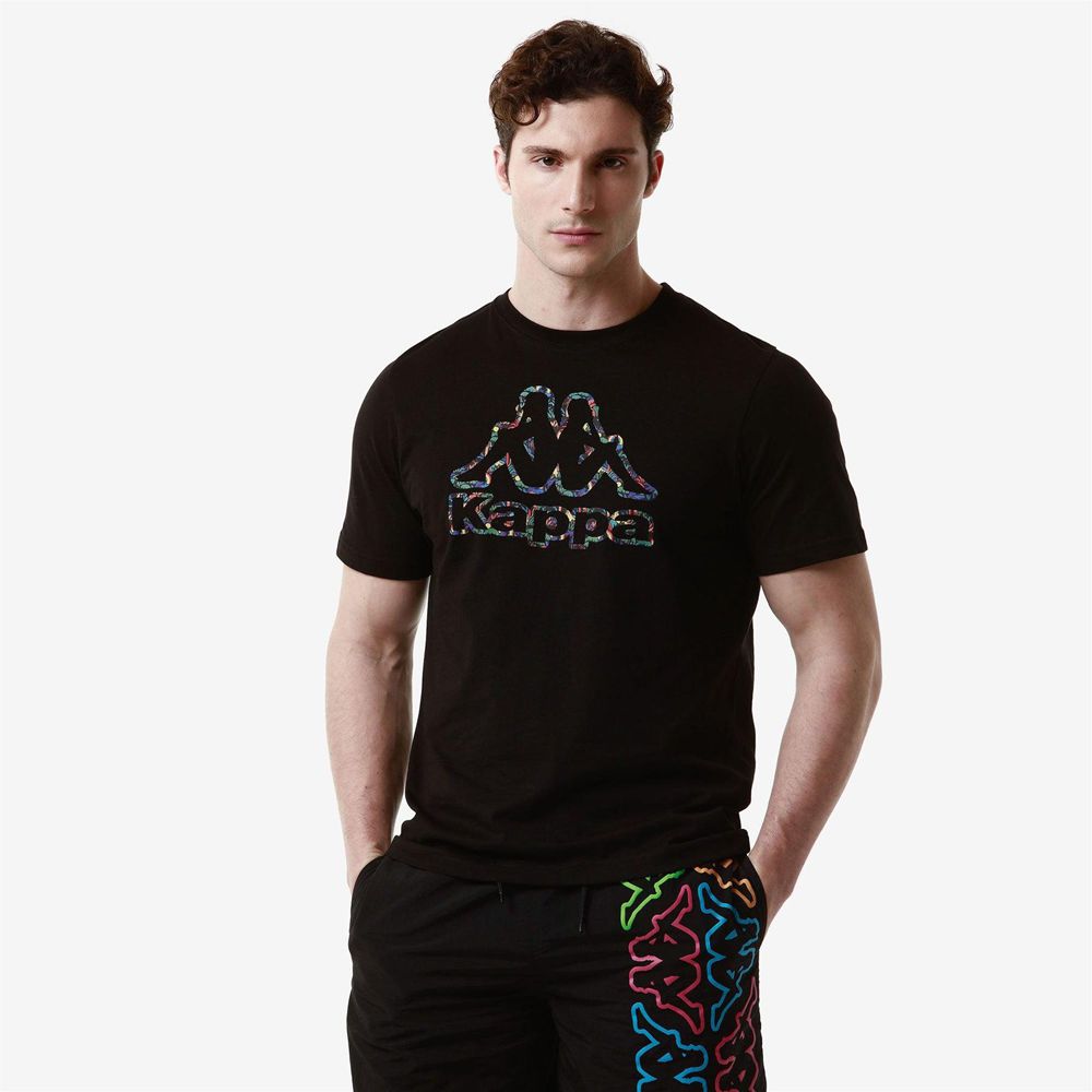 Men Kappa Logo Fario T-Shirt Black | OC6873145