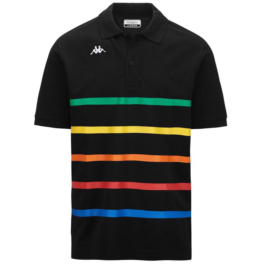 Men Kappa Logo Feystripe Polo Shirt Black | XW6203748