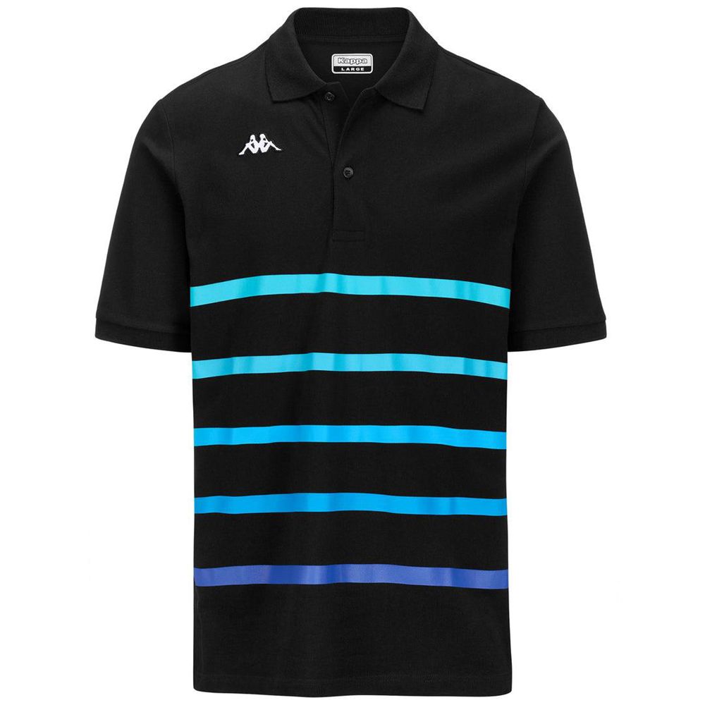 Men Kappa Logo Feystripe Polo Shirt Black | JK4907518