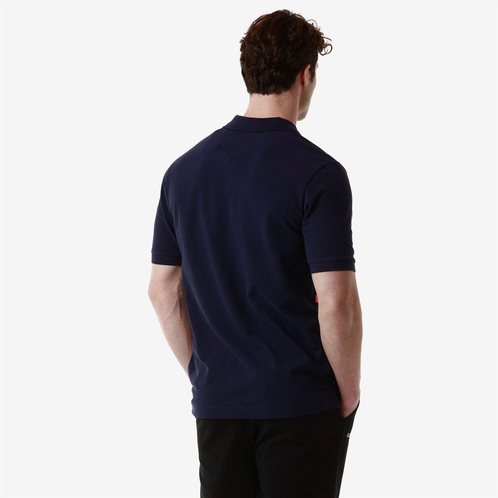 Men Kappa Logo Feystripe Polo Shirt Navy | FN3697052