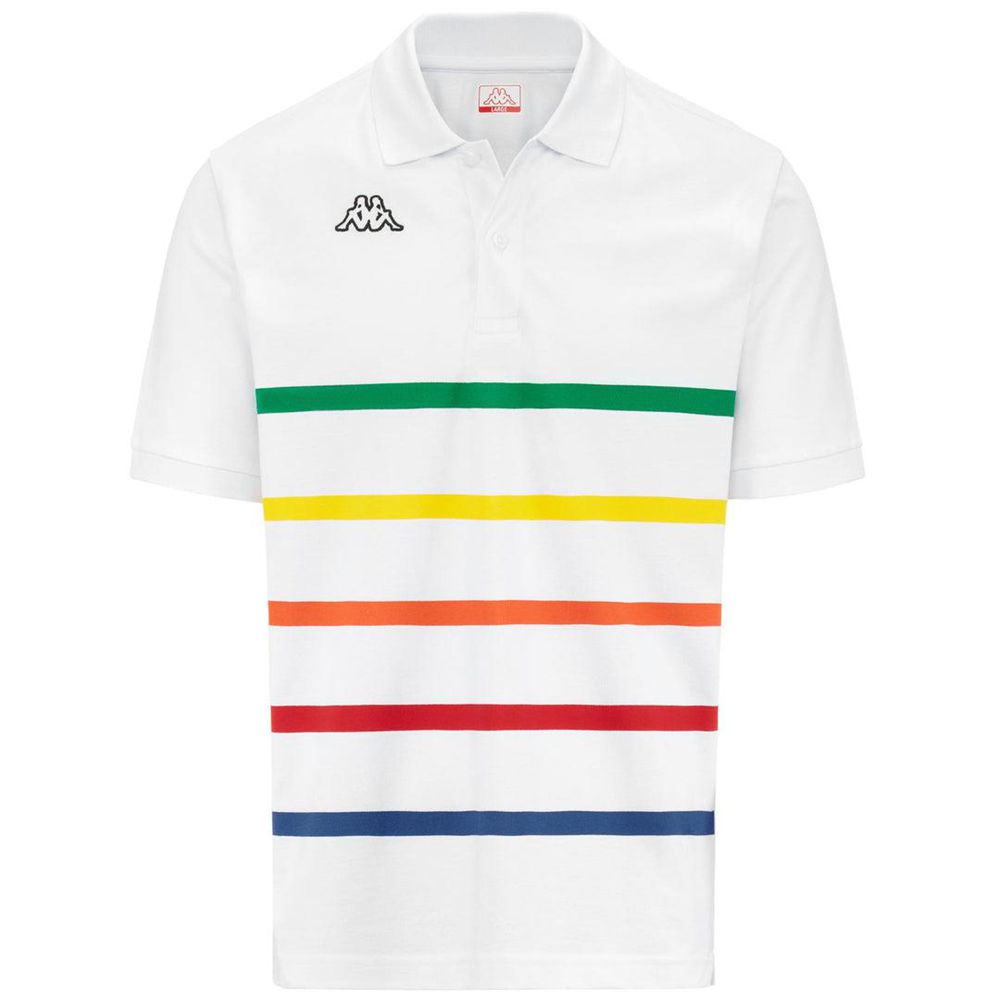 Men Kappa Logo Feystripe Polo Shirt White | SJ3902157