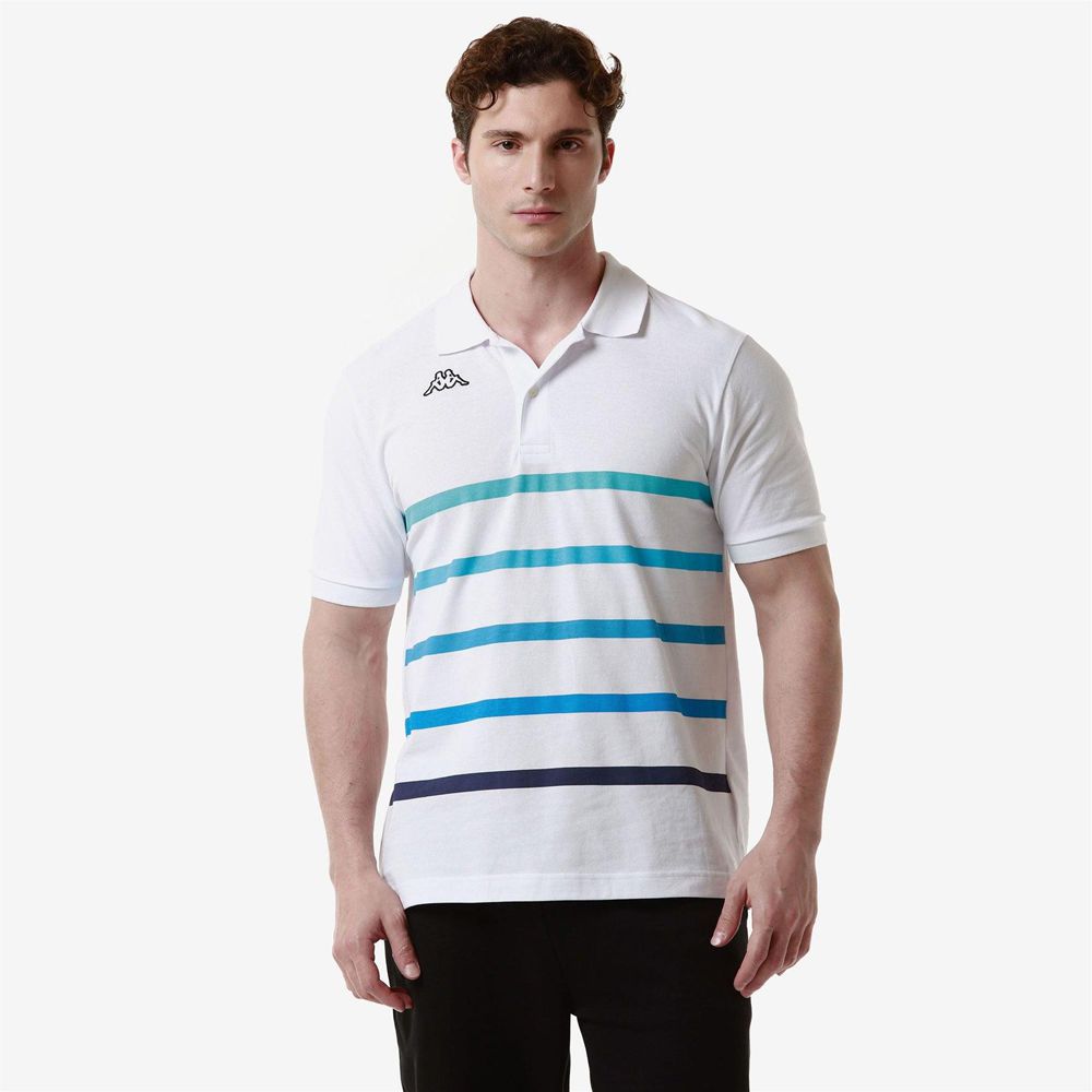 Men Kappa Logo Feystripe Polo Shirt White | DS8670541