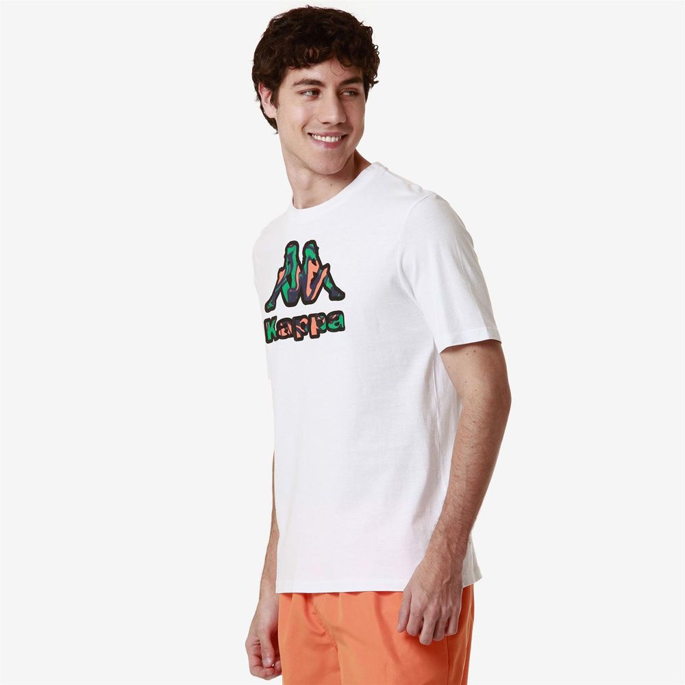 Men Kappa Logo Fioro T-Shirt White | EI6218479