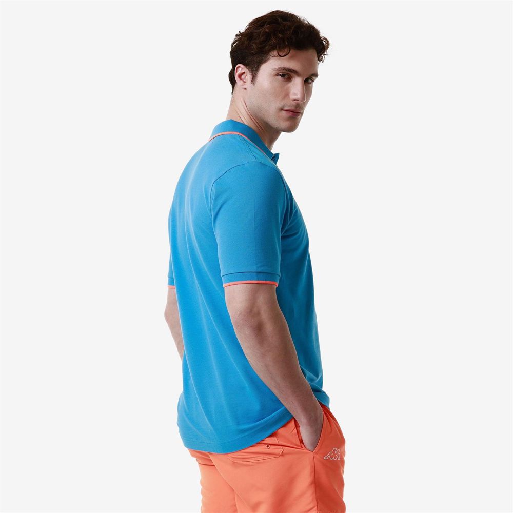 Men Kappa Logo Flu Polo Shirt Blue | AK5746912