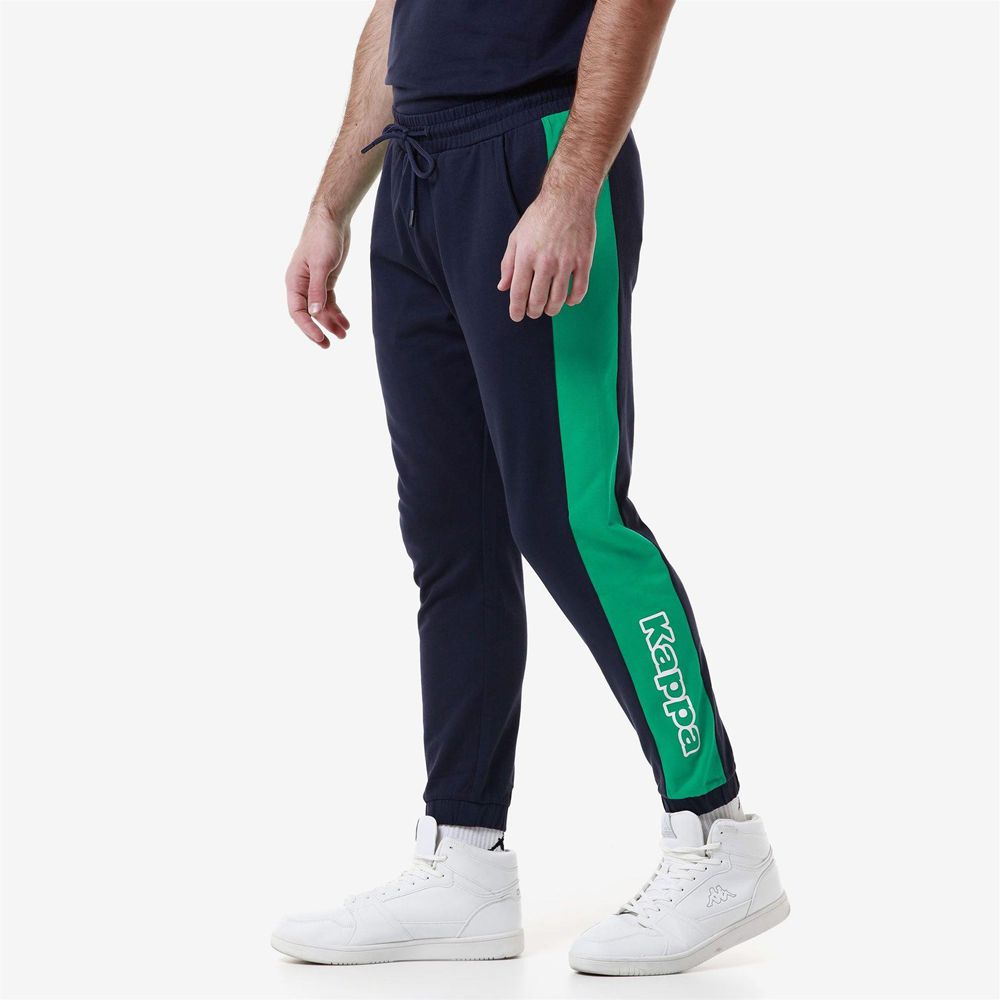 Men Kappa Logo Folio Pants Blue | QP8974026