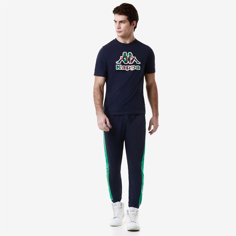 Men Kappa Logo Folio Pants Blue | QP8974026