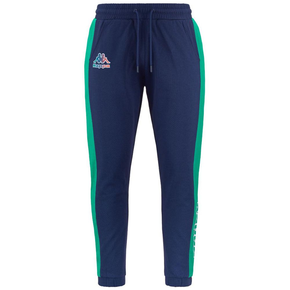 Men Kappa Logo Folio Pants Blue | QP8974026