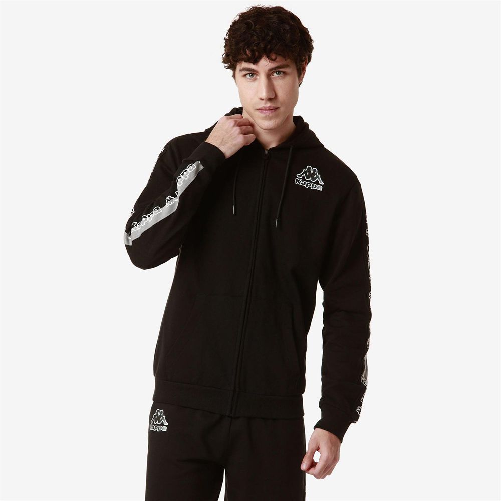 Men Kappa Logo Fomino Hoodie Black | KU7542803