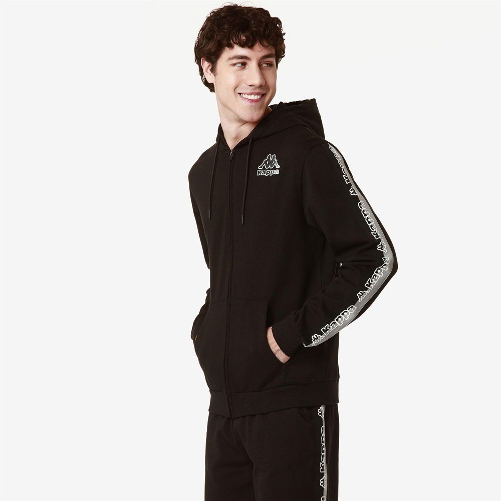 Men Kappa Logo Fomino Hoodie Black | KU7542803