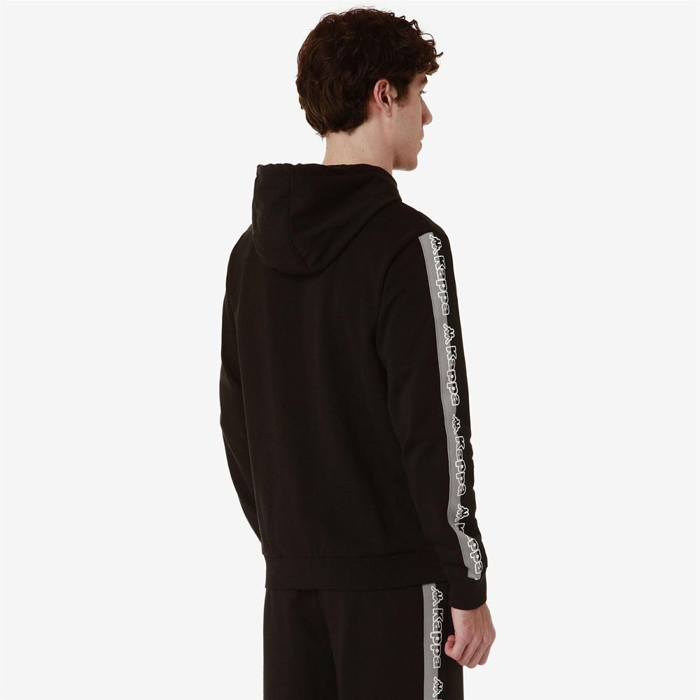 Men Kappa Logo Fomino Hoodie Black | KU7542803