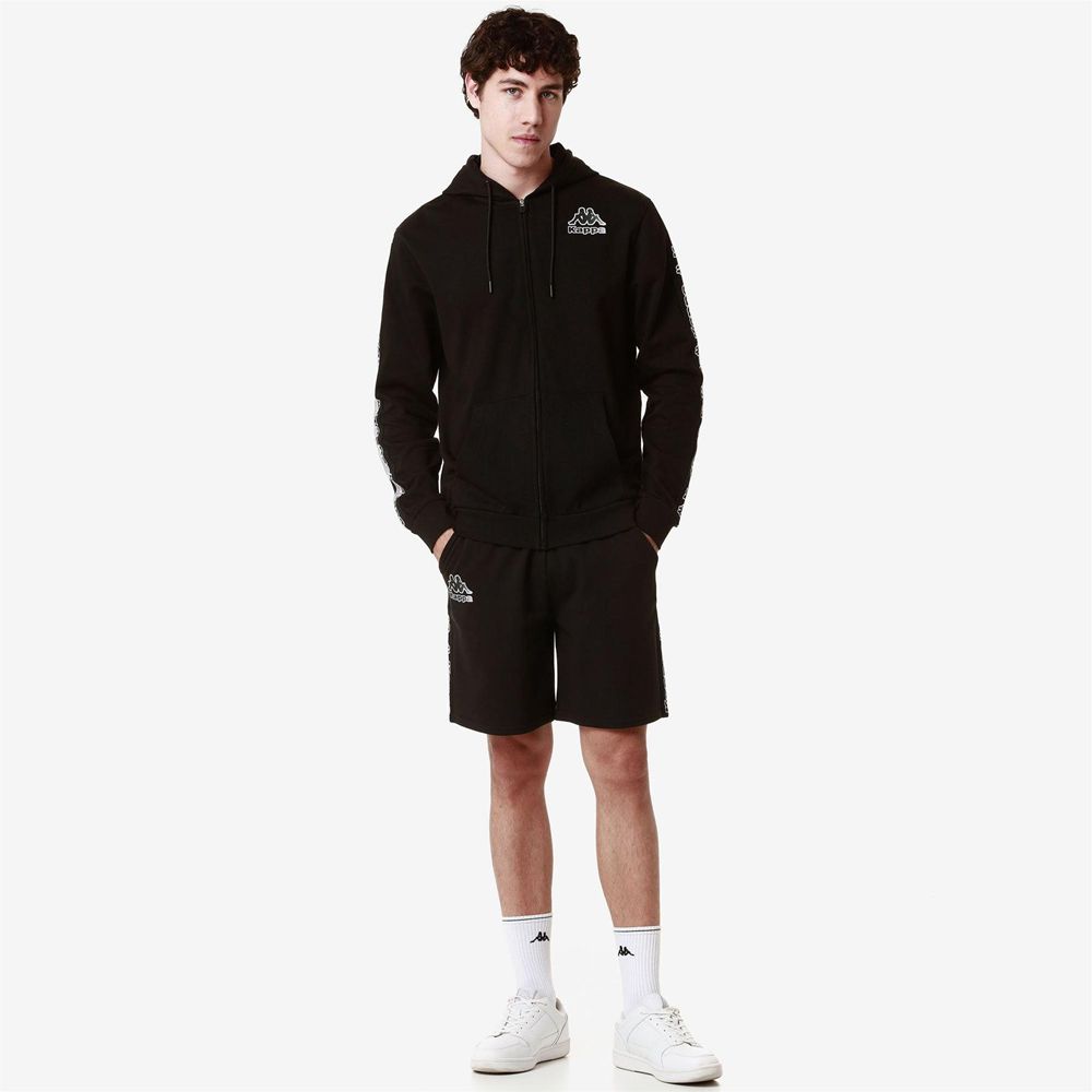 Men Kappa Logo Fomino Hoodie Black | KU7542803