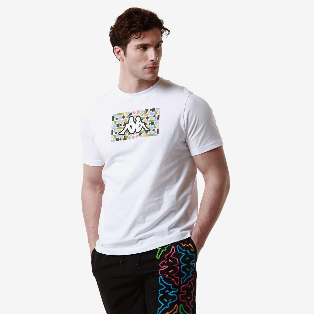 Men Kappa Logo Frezami T-Shirt White | XN9815402