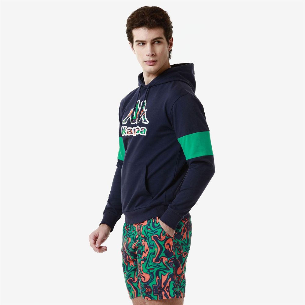 Men Kappa Logo Frofio Hoodie Blue | CS4382567