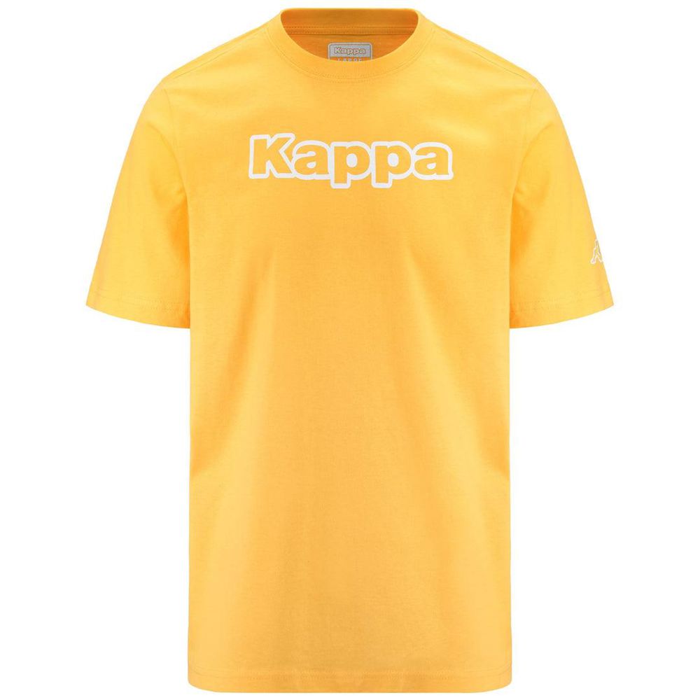 Men Kappa Logo Fromen T-Shirt Yellow | NW1280635