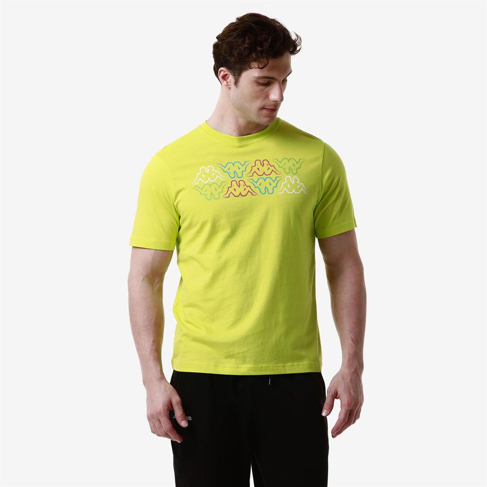 Men Kappa Logo Fuiamo T-Shirt Yellow | RX0827156