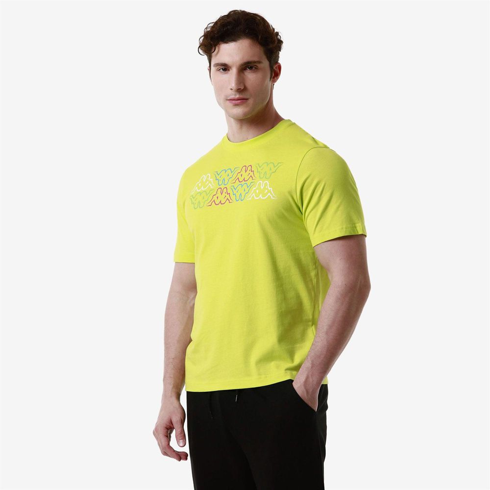 Men Kappa Logo Fuiamo T-Shirt Yellow | RX0827156