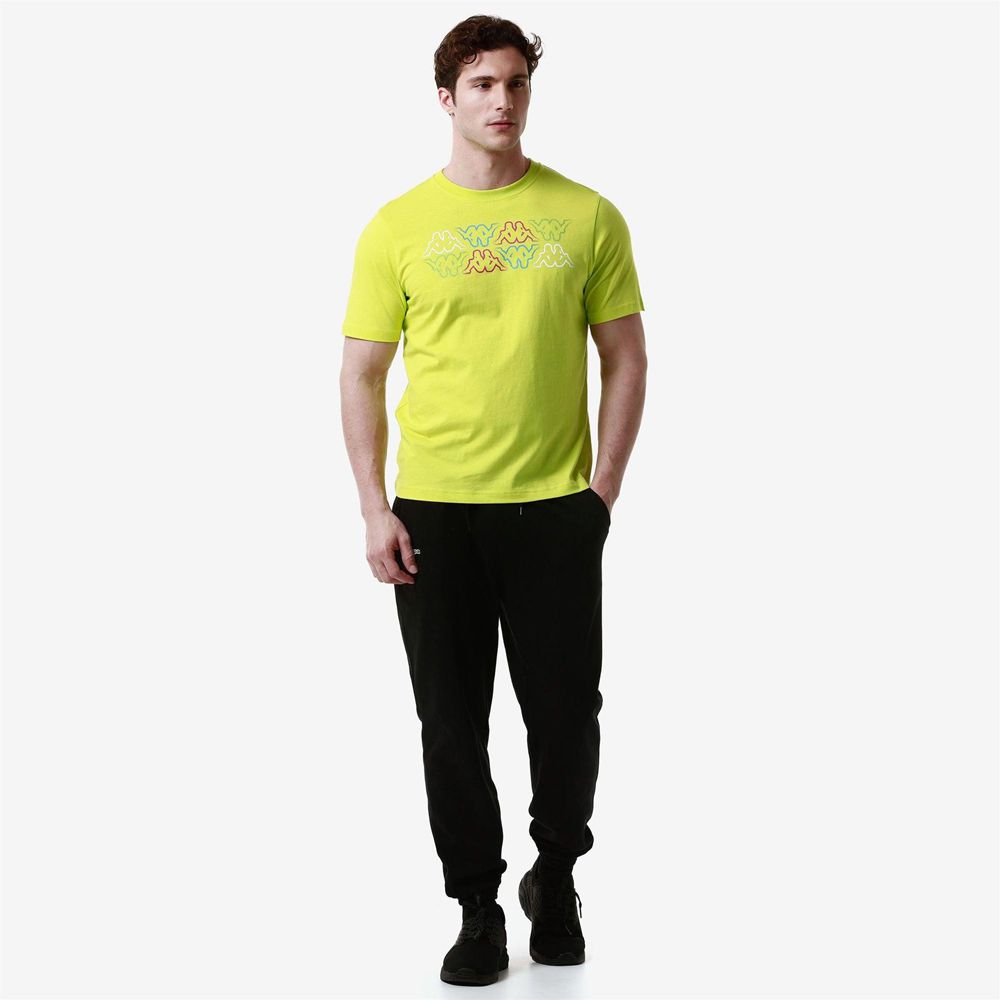 Men Kappa Logo Fuiamo T-Shirt Yellow | RX0827156