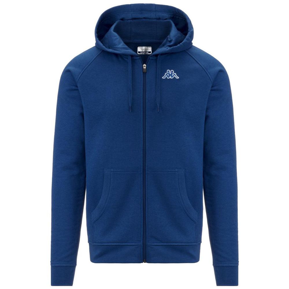 Men Kappa Logo Jackus Slim Hoodie Blue | IL6381705