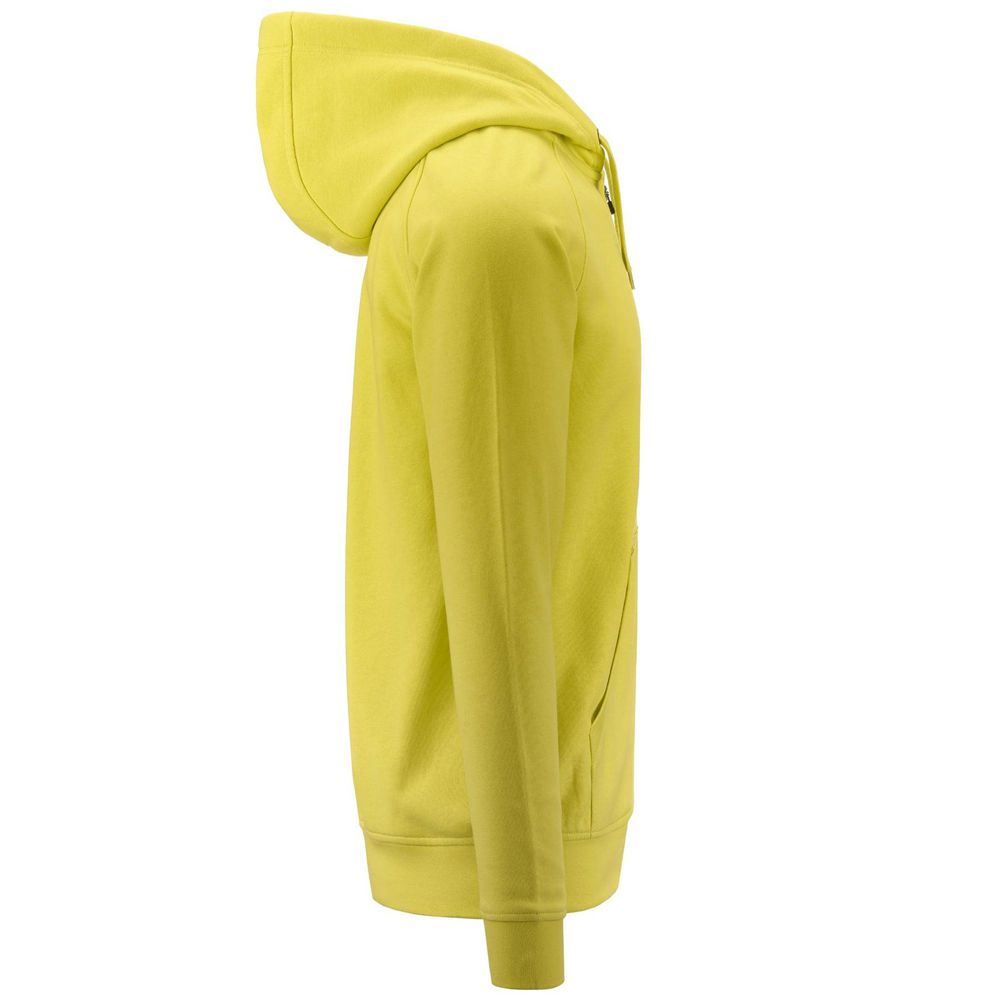 Men Kappa Logo Jackus Slim Hoodie Yellow | VH1549703