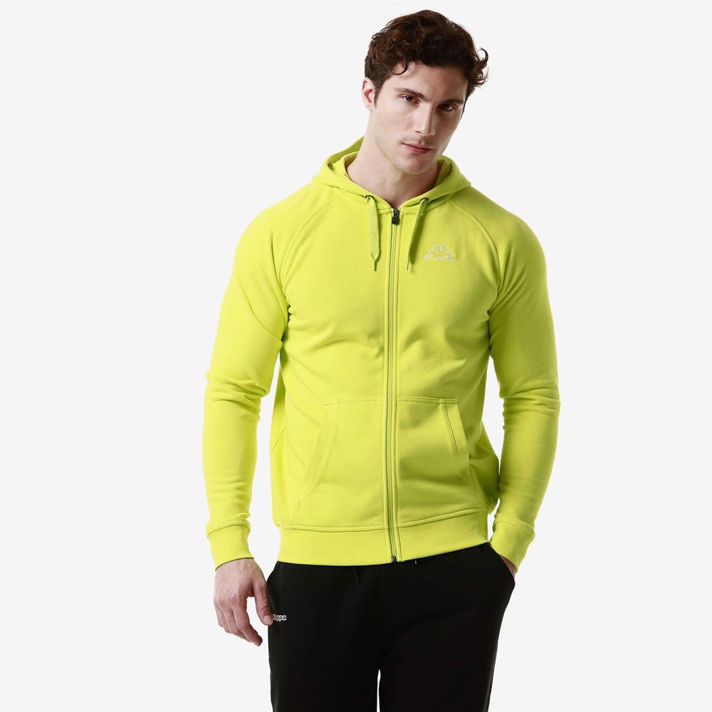 Men Kappa Logo Jackus Slim Hoodie Yellow | VH1549703