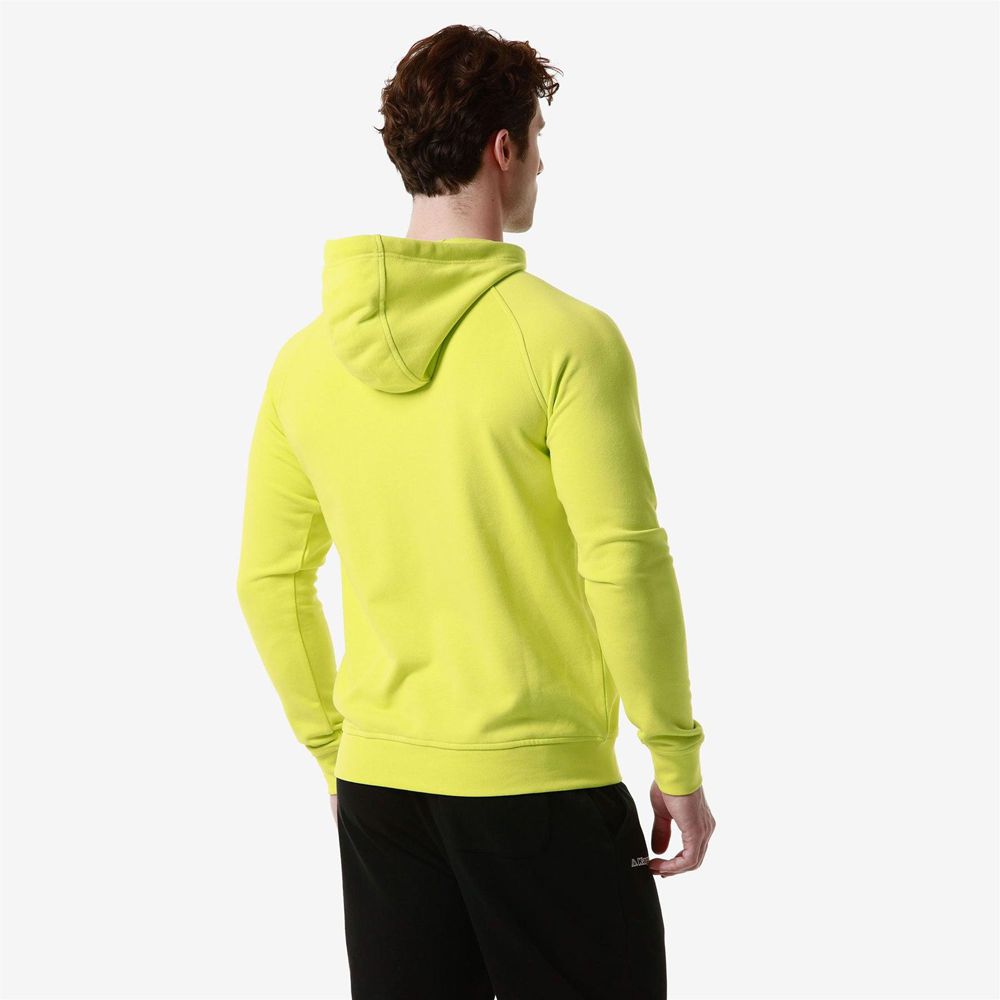 Men Kappa Logo Jackus Slim Hoodie Yellow | VH1549703