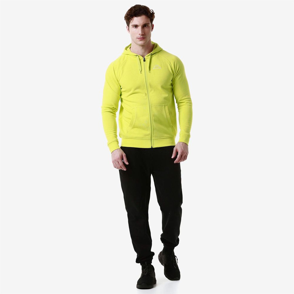 Men Kappa Logo Jackus Slim Hoodie Yellow | VH1549703