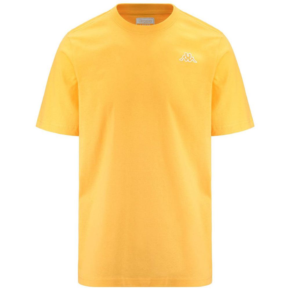 Men Kappa Logo Korpo Cafers Slim T-Shirt Yellow | KN6287503