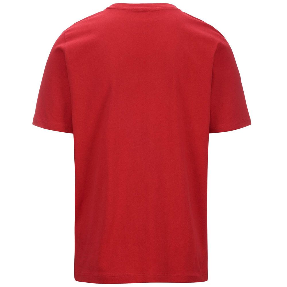 Men Kappa Logo Korpo Cafers Slim T-Shirt Red | MK3726841