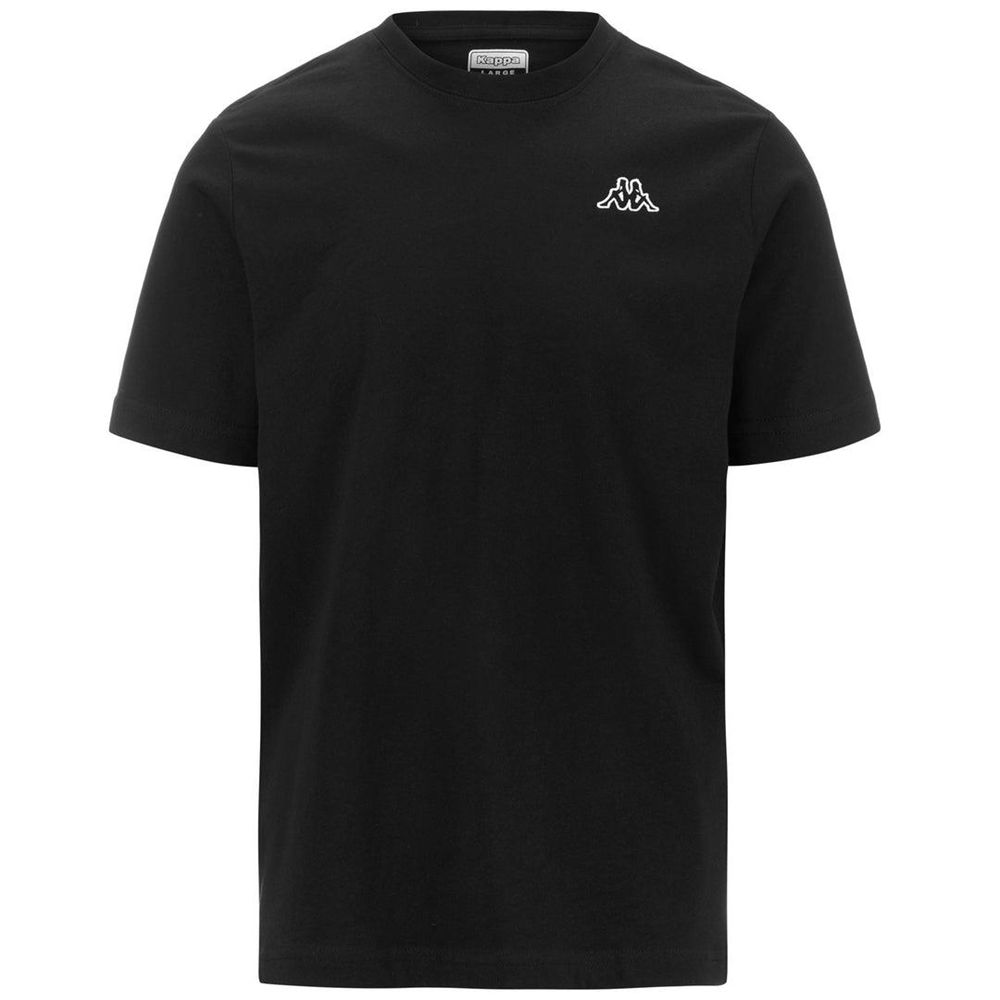 Men Kappa Logo Korpo Cafers Slim T-Shirt Black | DN5936718