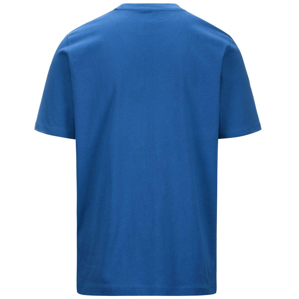 Men Kappa Logo Korpo Cafers Slim T-Shirt Blue | NH7041596