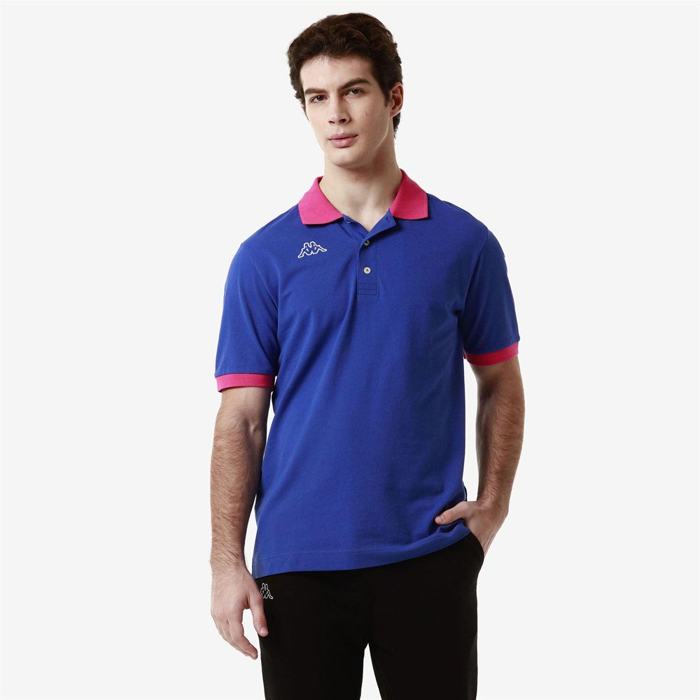 Men Kappa Logo Life Mss Polo Shirt Blue | UR3805612