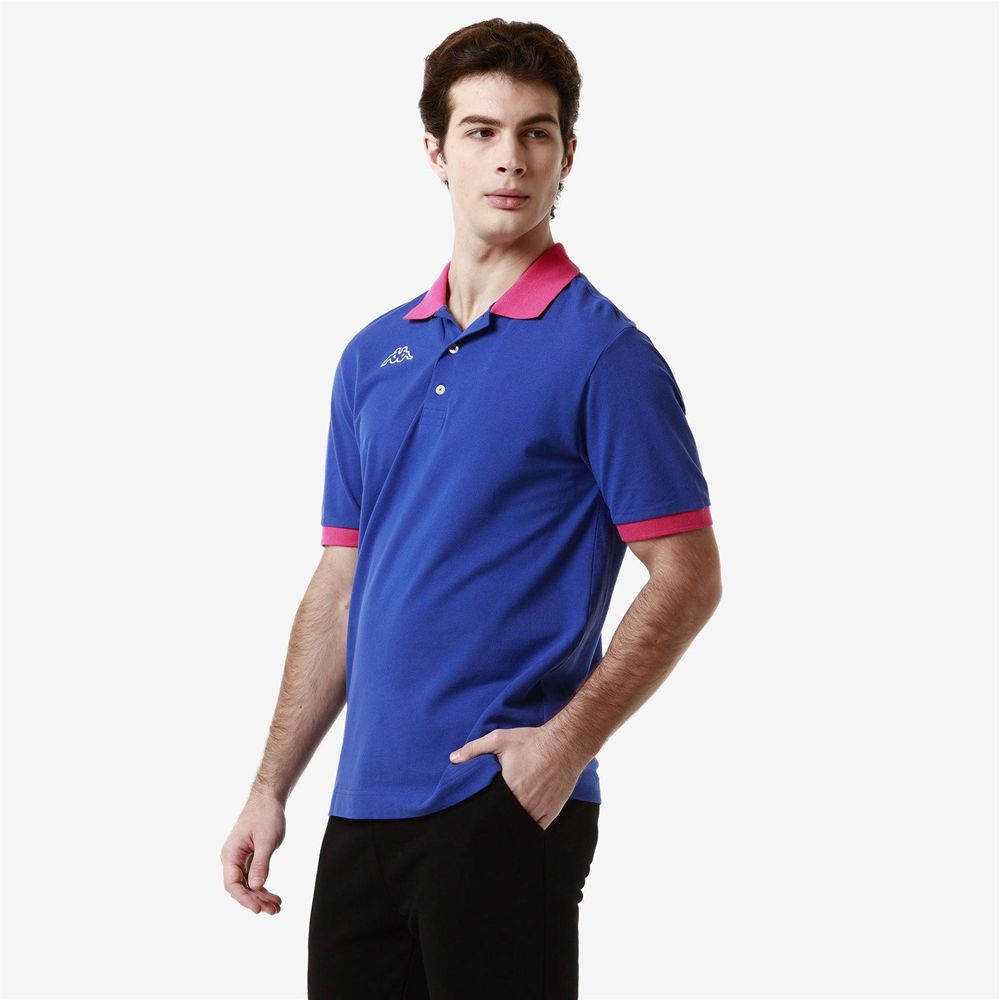 Men Kappa Logo Life Mss Polo Shirt Blue | UR3805612