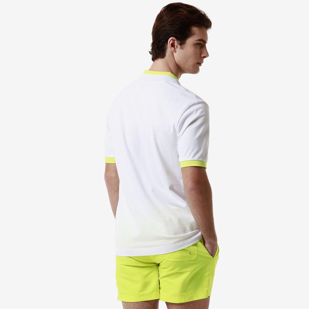 Men Kappa Logo Neon Polo Shirt White | IC1950324