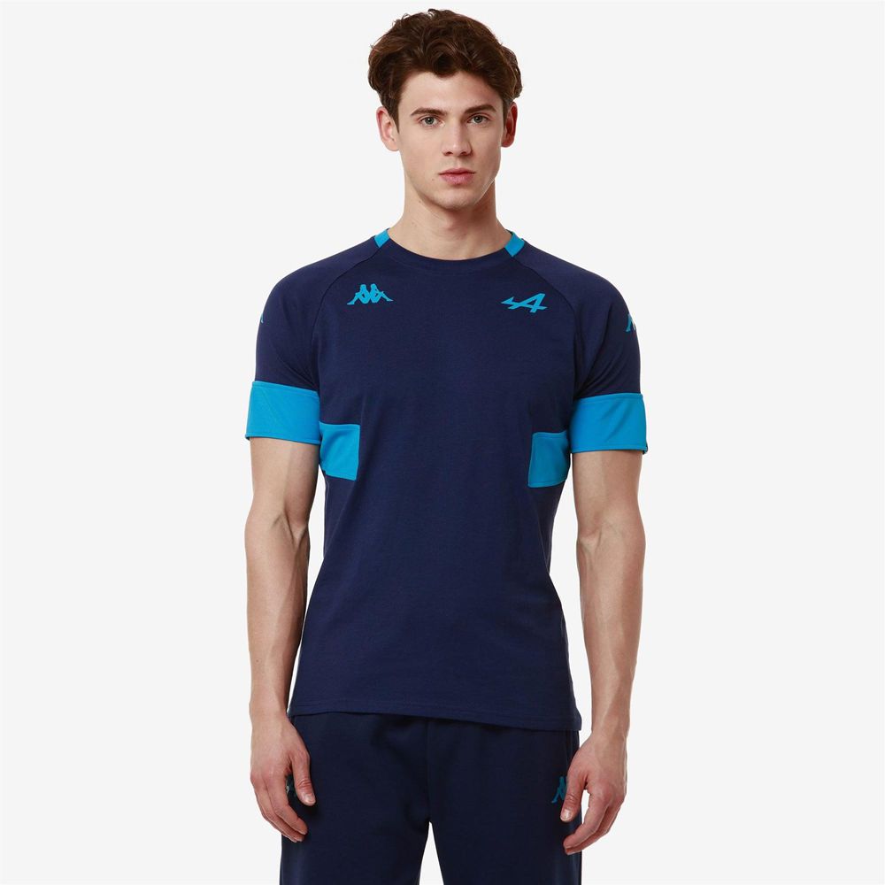 Men Kappa Supporter Adobi Alpine F1 T-Shirt Blue | RI3601579