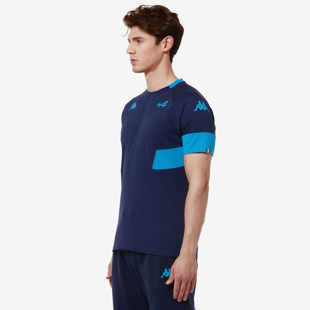 Men Kappa Supporter Adobi Alpine F1 T-Shirt Blue | RI3601579