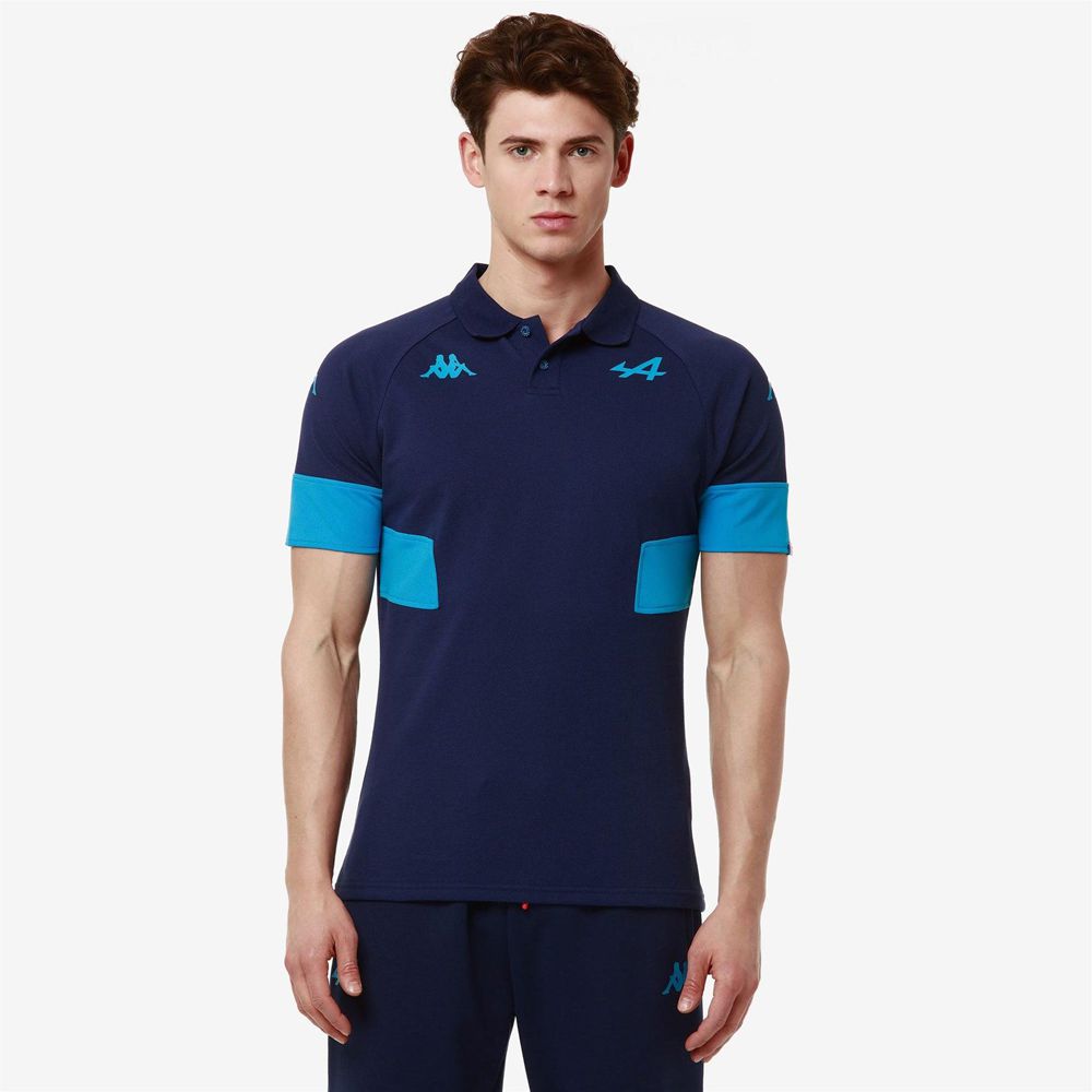 Men Kappa Supporter Andoi Alpine F1 Polo Shirt Blue | JR0149357