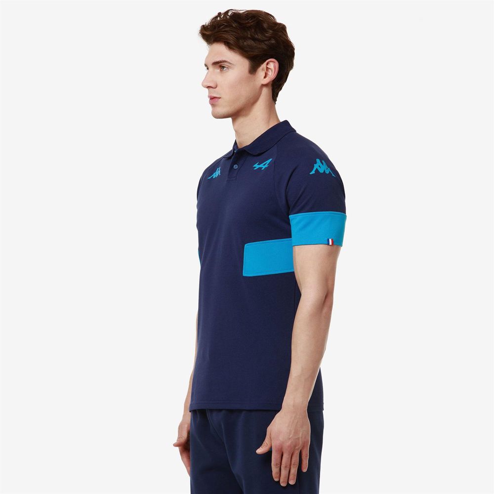 Men Kappa Supporter Andoi Alpine F1 Polo Shirt Blue | JR0149357