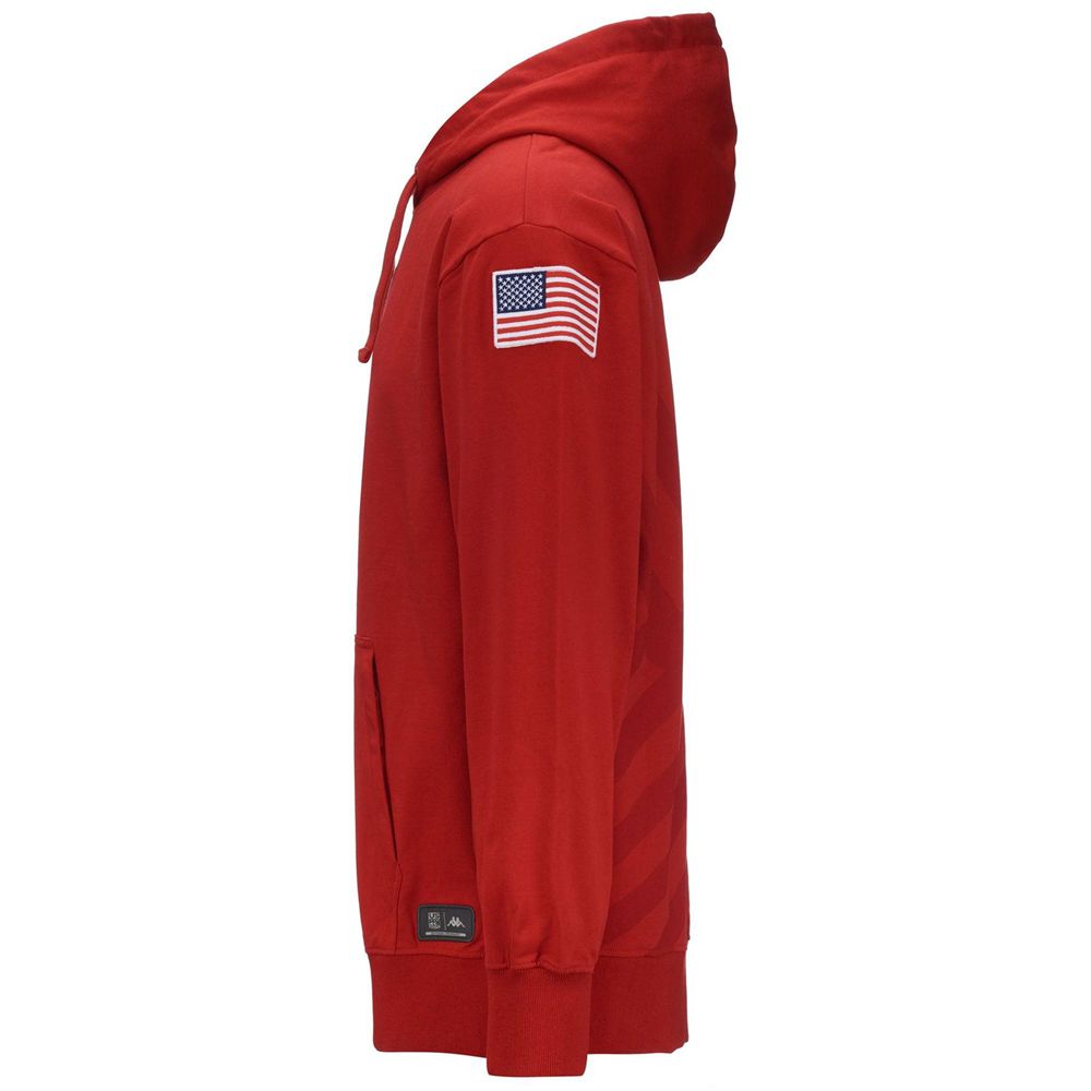 Men Kappa Utawi Usa Us Hoodie Red | ZT1354278